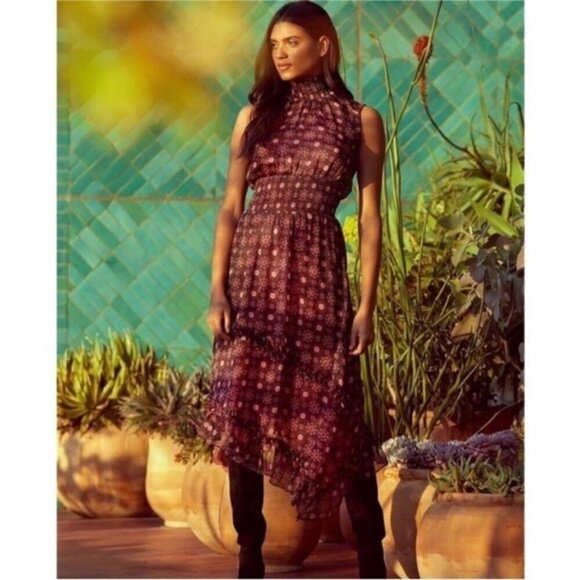 Misa los Angeles Black and Pink Asymmetrical Tie Front Sundress Size XS - Picture 2 of 11